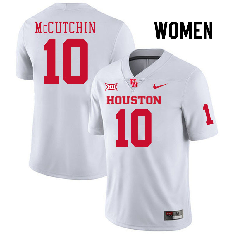 Women #10 Latreveon McCutchin Houston Cougars College Football Jerseys Stitched-White